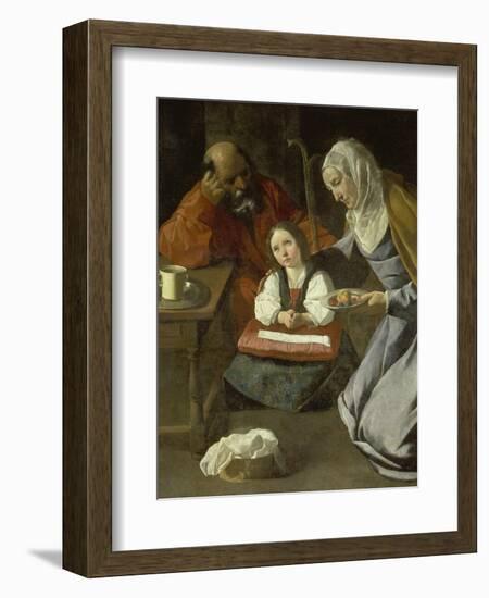 Mary as Child with St. Joachim and St. Anne-Francisco Zurbaran y Salazar-Framed Giclee Print