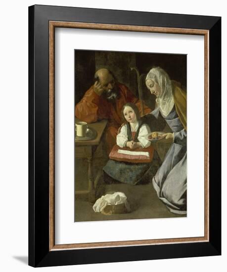 Mary as Child with St. Joachim and St. Anne-Francisco Zurbaran y Salazar-Framed Giclee Print