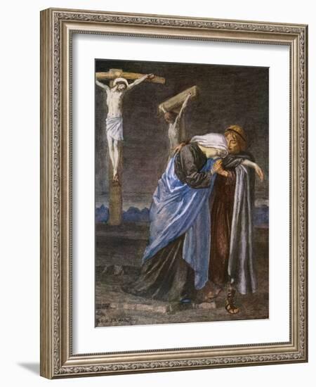 Mary at the Cross-R Anning Bell-Framed Art Print