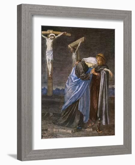 Mary at the Cross-R Anning Bell-Framed Art Print