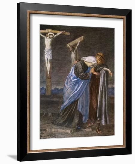 Mary at the Cross-R Anning Bell-Framed Art Print