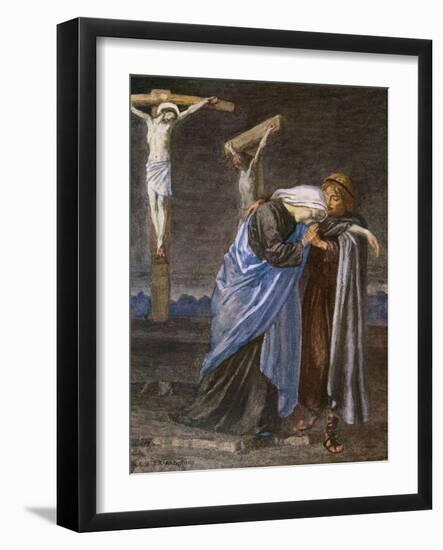 Mary at the Cross-R Anning Bell-Framed Art Print