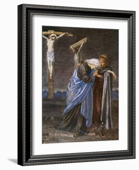 Mary at the Cross-R Anning Bell-Framed Art Print