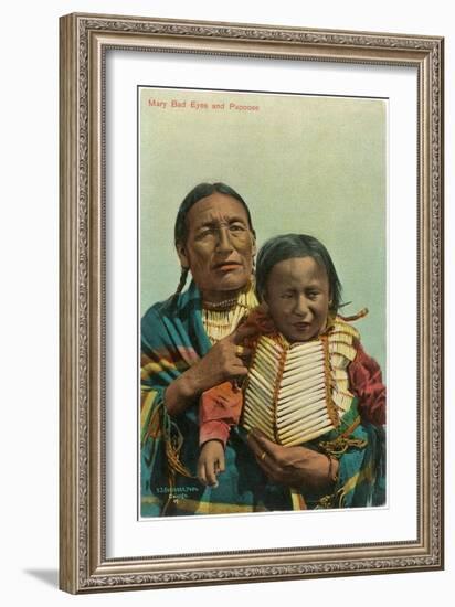 Mary Bad Eyes with Papoose-null-Framed Art Print