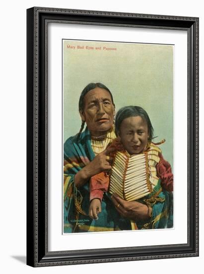 Mary Bad Eyes with Papoose-null-Framed Art Print