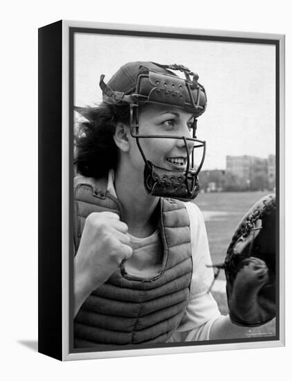 Mary "Binnie" Baker Plays Catcher For All American Girls Baseball League on the South Bend Team-Wallace Kirkland-Framed Premier Image Canvas