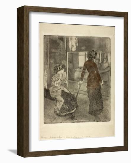 Mary Cassatt at the Louvre: the Etruscan Gallery, 1879-80-Edgar Degas-Framed Giclee Print