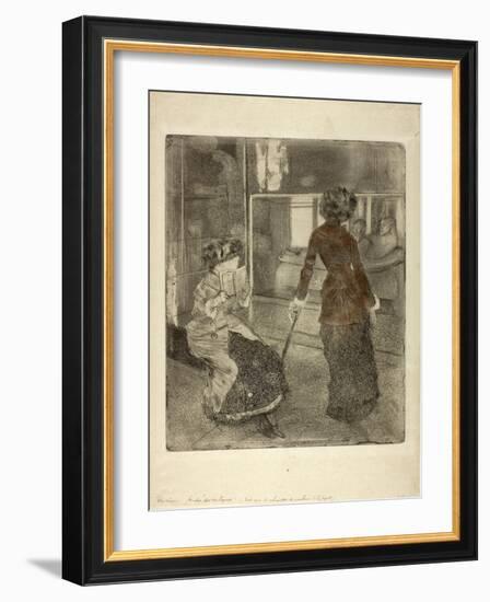 Mary Cassatt at the Louvre: the Etruscan Gallery, 1879-80-Edgar Degas-Framed Giclee Print