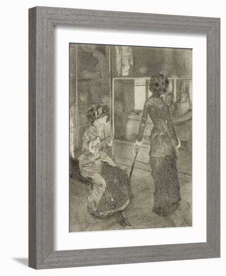 Mary Cassatt au Louvre, Musée des Antiques-Edgar Degas-Framed Giclee Print