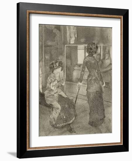 Mary Cassatt au Louvre, Musée des Antiques-Edgar Degas-Framed Giclee Print