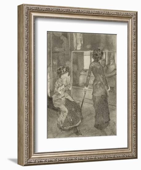 Mary Cassatt au Louvre, Musée des Antiques-Edgar Degas-Framed Giclee Print