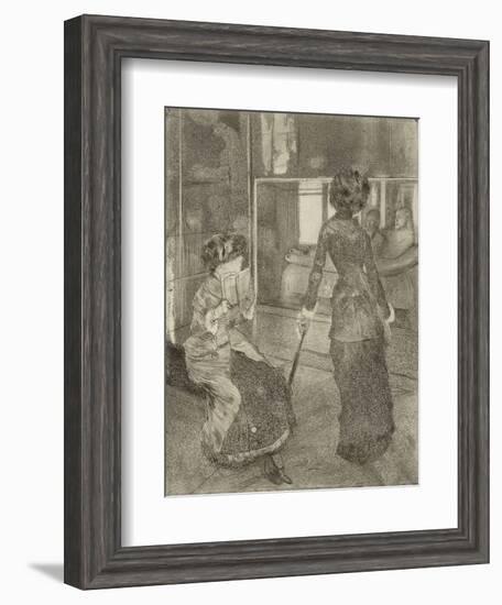 Mary Cassatt au Louvre, Musée des Antiques-Edgar Degas-Framed Giclee Print