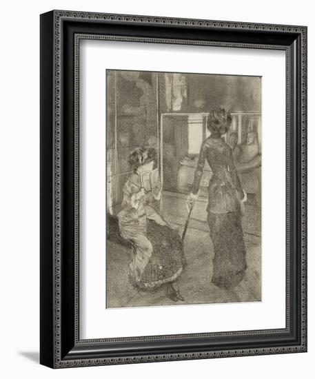 Mary Cassatt au Louvre, Musée des Antiques-Edgar Degas-Framed Giclee Print