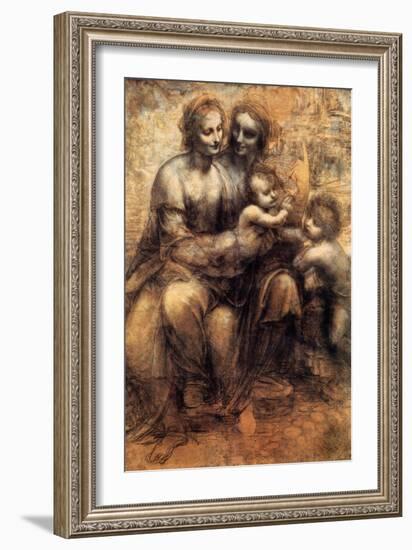 Mary, Christ, St. Anne and the Infant St. John-Leonardo da Vinci-Framed Art Print