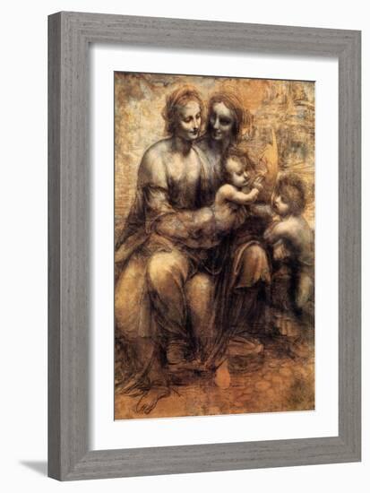 Mary, Christ, St. Anne and the Infant St. John-Leonardo da Vinci-Framed Art Print