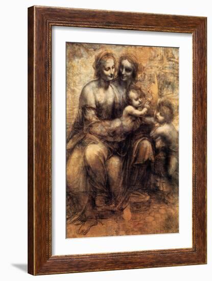 Mary, Christ, St. Anne and the Infant St. John-Leonardo da Vinci-Framed Art Print