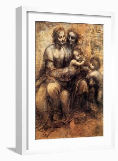 Mary, Christ, St. Anne and the Infant St. John-Leonardo da Vinci-Framed Art Print