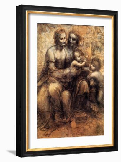 Mary, Christ, St. Anne and the Infant St. John-Leonardo da Vinci-Framed Art Print