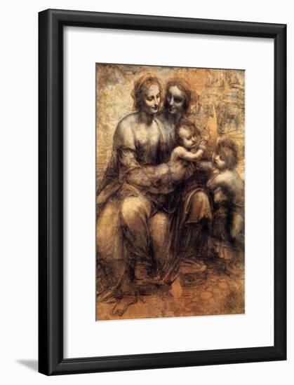 Mary, Christ, St. Anne and the Infant St. John-Leonardo da Vinci-Framed Art Print