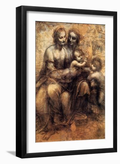 Mary, Christ, St. Anne and the Infant St. John-Leonardo da Vinci-Framed Premium Giclee Print