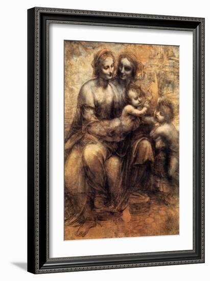 Mary, Christ, St. Anne and the Infant St. John-Leonardo da Vinci-Framed Premium Giclee Print