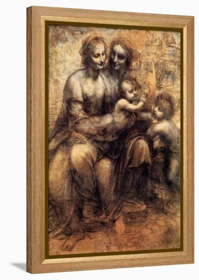 Mary, Christ, St. Anne and the Infant St. John-Leonardo da Vinci-Framed Stretched Canvas