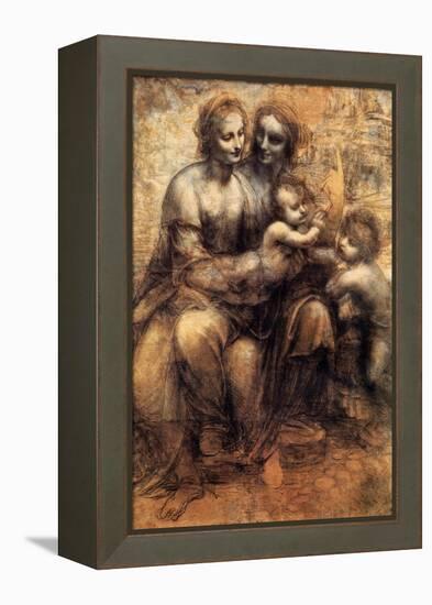 Mary, Christ, St. Anne and the Infant St. John-Leonardo da Vinci-Framed Stretched Canvas