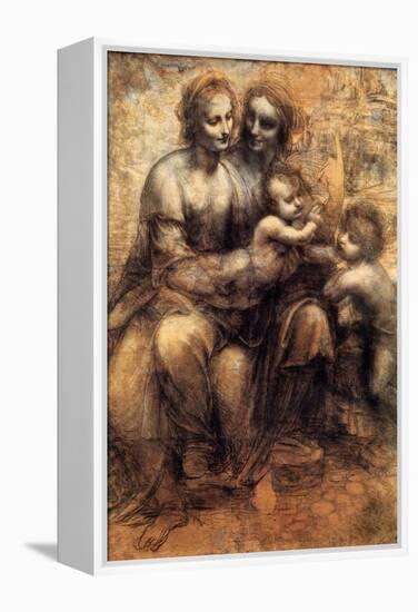 Mary, Christ, St. Anne and the Infant St. John-Leonardo da Vinci-Framed Stretched Canvas