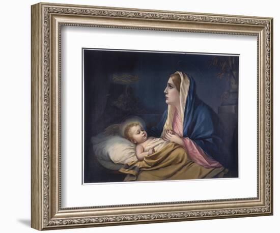 Mary Contemplating Her Son Suddenly Has a Premonition of the Crown of Thorns-null-Framed Art Print