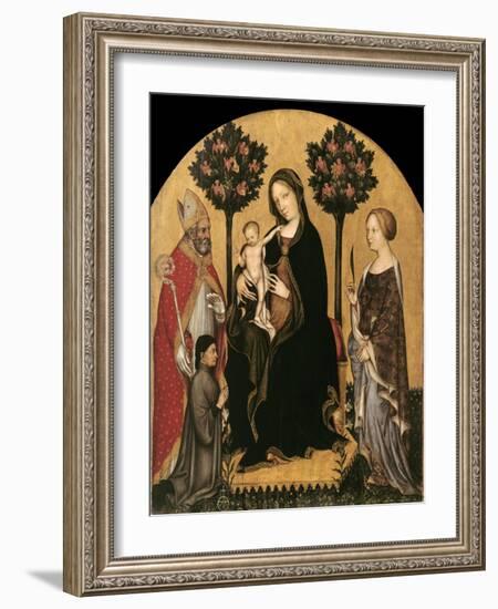 Mary Enthroned with the Child, Saints and a Donor-Gentile da Fabriano-Framed Giclee Print