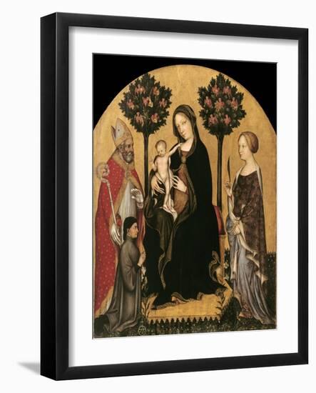 Mary Enthroned with the Child, Saints and a Donor-Gentile da Fabriano-Framed Giclee Print