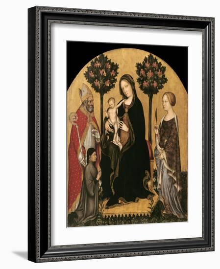 Mary Enthroned with the Child, Saints and a Donor-Gentile da Fabriano-Framed Giclee Print