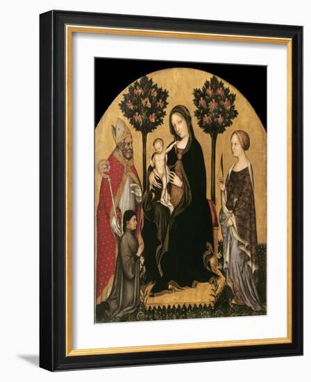 Mary Enthroned with the Child, Saints and a Donor-Gentile da Fabriano-Framed Giclee Print
