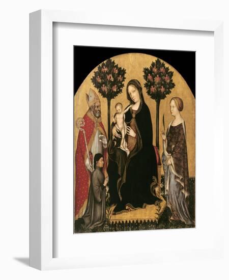 Mary Enthroned with the Child, Saints and a Donor-Gentile da Fabriano-Framed Giclee Print