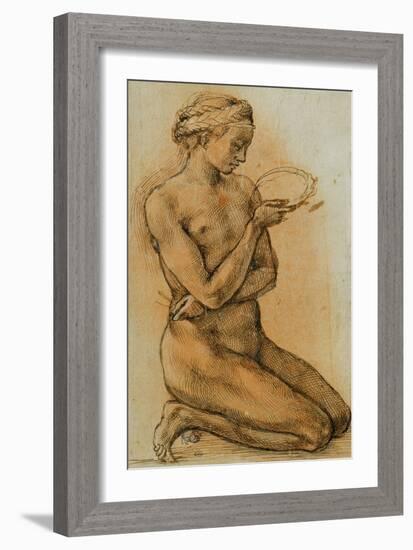 Mary Magdalen Contemplating the Crown of Thorns-Michelangelo Buonarroti-Framed Giclee Print