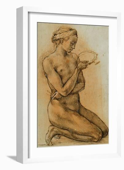 Mary Magdalen Contemplating the Crown of Thorns-Michelangelo Buonarroti-Framed Giclee Print