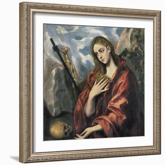 Mary Magdalen in Penitence-El Greco-Framed Art Print