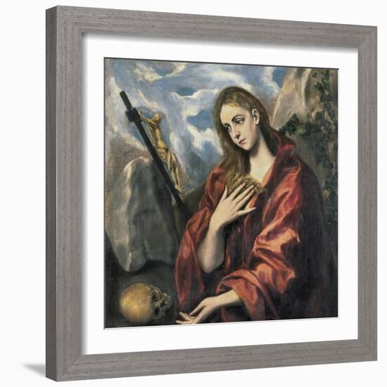 Mary Magdalen in Penitence-El Greco-Framed Art Print