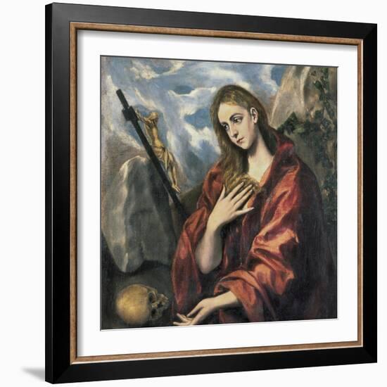 Mary Magdalen in Penitence-El Greco-Framed Art Print