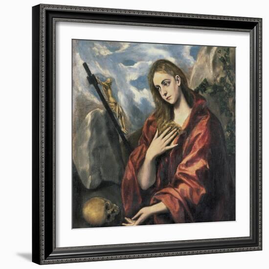 Mary Magdalen in Penitence-El Greco-Framed Art Print