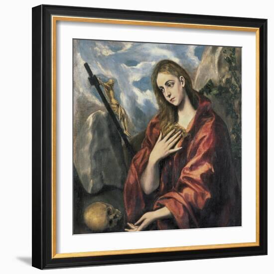 Mary Magdalen in Penitence-El Greco-Framed Art Print