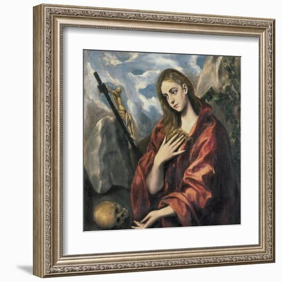 Mary Magdalen in Penitence-El Greco-Framed Art Print