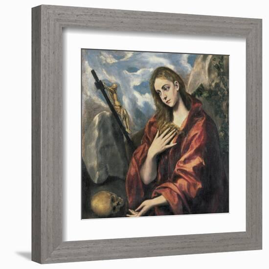 Mary Magdalen in Penitence-El Greco-Framed Art Print