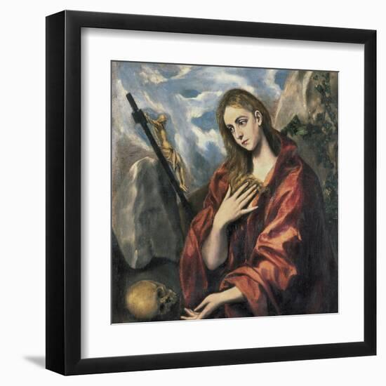 Mary Magdalen in Penitence-El Greco-Framed Art Print