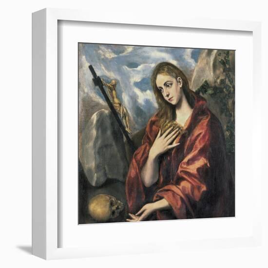 Mary Magdalen in Penitence-El Greco-Framed Art Print