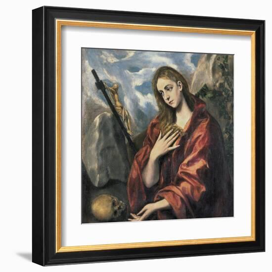 Mary Magdalen in Penitence-El Greco-Framed Art Print