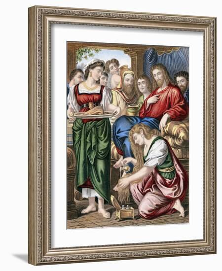 Mary Magdalene Anointing the Feet of Jesus, C1860-null-Framed Giclee Print