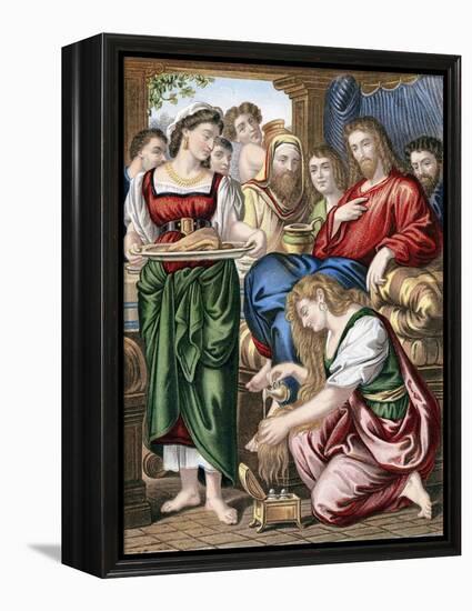 Mary Magdalene Anointing the Feet of Jesus, C1860-null-Framed Premier Image Canvas