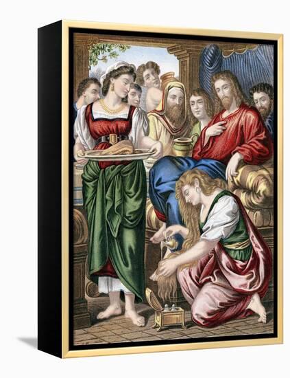 Mary Magdalene Anointing the Feet of Jesus, C1860-null-Framed Premier Image Canvas