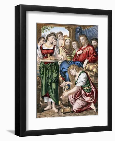 Mary Magdalene Anointing the Feet of Jesus, C1860-null-Framed Giclee Print